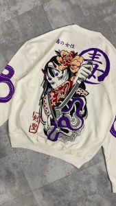 Kensei Crewneck Sweater Long Sleeve Hannya White KS087