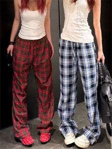 LIUBU | American Vintage Plaid Thin Casual Trousers