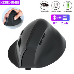 Kebidumei | Bluetooth Mouse Vertical Mouse Ergonomic 2.4G Wireless Optical Mice 3 Adjustable DPI 800/1200/1600 6 Buttons for Laptop Desktop