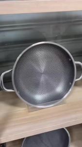 Chảo Chống Dính Tổ Ong Thép Không Gỉ 410 Có Hai Quai Dùng Được Cho Bếp Từ Gia Đình Thân Thiện Với Môi Trường Đạt Chuẩn Thực Phẩm Đường Kính 28cm