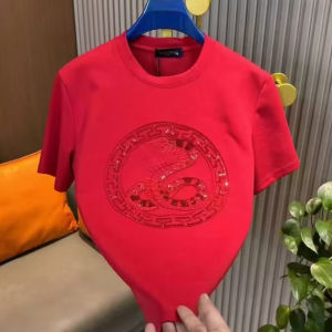 Mens Short Sleeve T-Shirt round Neck Heavyweight Luxury Sequin Versatile Handsome Summer Spring Fashionable Body Fit Tee