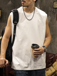 White Sports Vest Mens Sleeveless T-Shirt Summer Thin Loose Breathable Short Sleeve Mens Clothing Shoulder Clothes