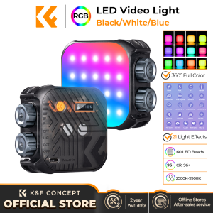 K&F CONCEPT LED Video Light RGB Full Color Oortable Photography Lighting 360° 2500K - 9900K CRI 96+ Built-in 2000mAh Battery 21 Lighting Effects