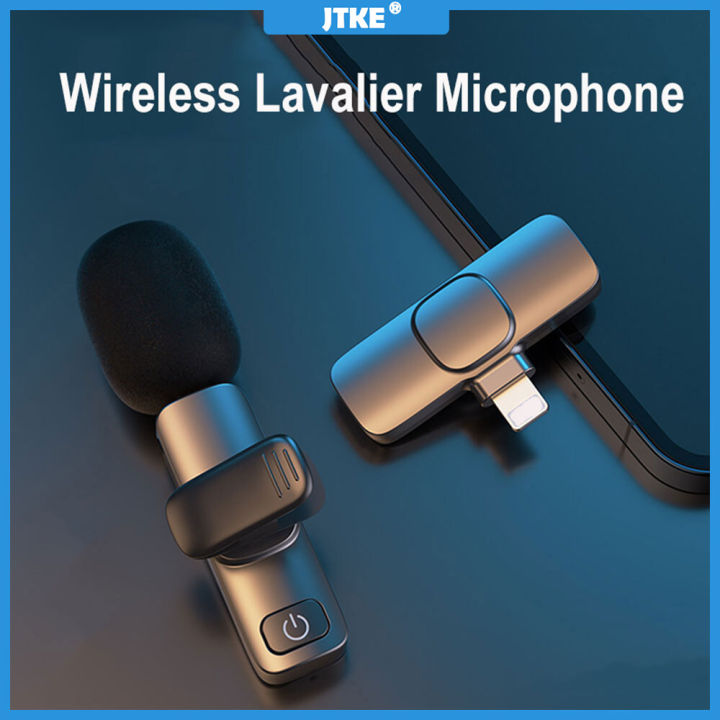 Wireless Lavalier Microphone For iPhone Android Phone Mini Wireless Mic Recording With YouTube Facebook Vlog TikTok Live Broadcast Lazada Singapore