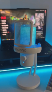 MAONO ไมโครโฟนไร้สาย DM40ไร้สาย AI RGB สำหรับเล่นเกมไมโครโฟนคอนเดนเซอร์การรับส่งข้อมูลแบบสองทิศทางมีเสถียรภาพสูงลูกบิดอัจฉริยะระบบสัมผัสไร้เสียงและลดเสียงรบกวนใช้งานได้กับพีซีโทรศัพท์มือถือ Type-C