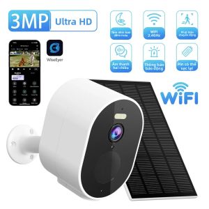 Camera An Ninh WiFi Năng Lượng Mặt Trời 3MP Ultra HD Giám Sát Ngoài Trời Với Tầm Nhìn Ban Đêm Phát Hiện Chuyển Động Âm Thanh Hai Chiều Và Các Tính Năng Thông Minh