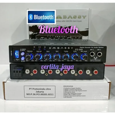 Parametrik preamp Embassy EQ-888 bisa Bluetooth usb karaoke kualitas premium equalizer