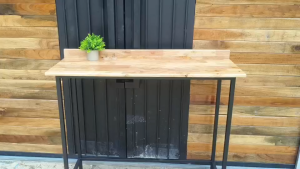 MT Designs โต๊ะบาร์ โต๊ะทรงสูง โต๊ะคาเฟ่ ตกแต่งร้าน โครงเหล็ก ไม้แท้ งานเชื่อมสำเร็จ แข็งแรงมาก MT118