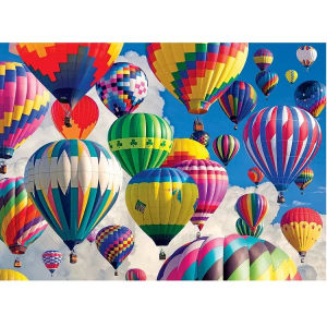 Jigsaw Puzzle 500 1000 1200 2000pcs Vibrant Hot Air Balloons Floating In Blue Sky For Adults Relaxing Hobby Present
