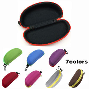 1/2pcPortable EVA Glasses Case with Carabiner Hook Colorful Sunglasses Hard Case Zipper Eyeglasses Protector Box Holder New 2025