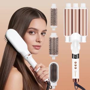 Máy Làm Xoăn Duỗi Tóc Đa Năng 4 Trong 1 Hatteker Lược Tạo Sóng Lớn Dùng Cho Nhà Và Salon 230V ° Gốm Sứ Tourmaline C