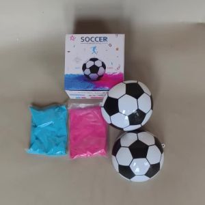 1 Set Gender Reveal Party Football Plastic Soccer With Pink & Blue Corn Powder