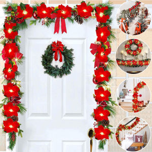 2M 10LED Christmas Decorations Garland Red Flower Light String Xmas Tree Stairs Ornaments Christmas Home Decor Supplies