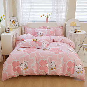 Cute Cartoon Pure Cotton Bedding Set 4pcs/3pcs Duvet Cover Bed Sheet for Students Dormitory Children Warm Thermal Storage