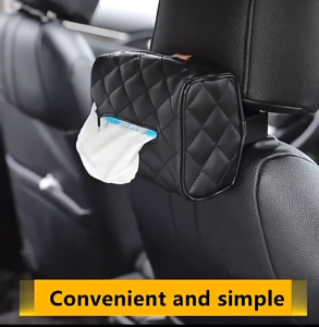 Car Tissue Holder Central Console Car Napkin Holder PU Leather Backseat