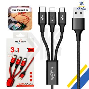 [KN ACC] NANVAN 3IN1 KABEL DATA CHARGER FAST CHARGING MICRO USB / LIGHTING USB / TYPE C 1 METER