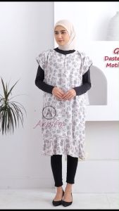 Daster Ruffle Viral Motif Busui Polos Katun Dress Kekinian GITA
