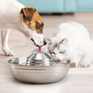 HATELI น้ำพุสแตนเลสที่ดื่มน้ำสัตว์เลี้ยงสำหรับสุนัขและแมวน้ำพุอัตโนมัติสำหรับ2L แมวตัวเล็ก