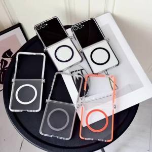 szhaiyu | Transparent Magnetic Wireless Charging Phone Case for Samsung Galaxy Z Flip 7 6 5 4 3 Flip7FE Flip6 Shockproof Protective Cover