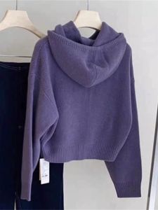 Purple Knit Sweater with Zipper and Hoodie: High-End Fashionable Womens Cardigan for Autumn/Winter Ideal for Birthday Parties
