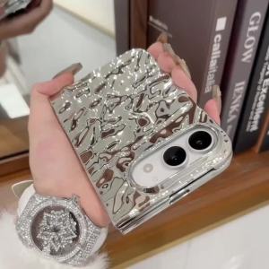Ốp Điện Thoại iPhone Duo 18 Fold Mạ Điện Tạo Hiệu Ứng Gợn Sóng Nước Mỏng Chống Sốc Bảo Vệ Mặt Trước Và Mặt Sau Thiết Kế Vân Nổi.