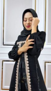 Gamis wanita brukat terbaru hitam mewah dan elegan - Dress brokat hitam wanita pesta modern simple Gamis Elegan Lengan Panjang Brocade Dress Ukuran Xxl Hingga M - Lazada