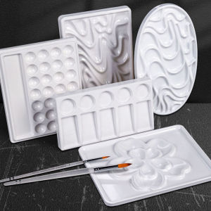 Borrence สีถาด Palette เลียนแบบเซรามิคสี Palette ถาดสําหรับศิลปินอะคริลิคสีน้ําภาพวาดสีน้ํามัน DIY Craft