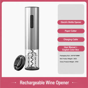 Electric Wine Opener Electric Corkscrew Brushed Stainless Steel Body & Foil Cutter Kitchen Products Performance Plastic Gift Set