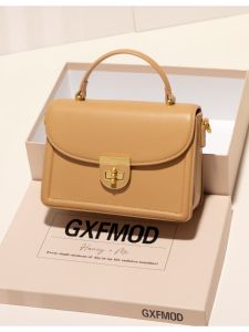 Fashionable Handbag GXFMOD Retro Style Commuter Bag Womens Shoulder Crossbody Bag Polyester Lining Hard Handle Square Bag