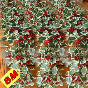 2/8m Artificial Red Berries Vine Rattan Christmas Holly Leaf With Green Leaves DIY Xmas Tree Wreath Home Wedding Birthday Party Decor