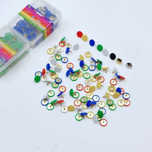 100Pcs Round Push Pins  Colorful  Thumb Tacks with box Point Bulletin Drawing Tacks Round Head Metallic Color Notice Board Decorative Thumb Tacks