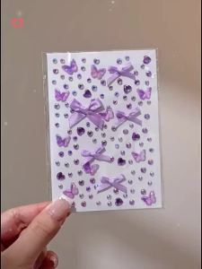 Stereoscopic Heart-shaped Diamond Butterfly Face Stickers DIY Shiny Decoration