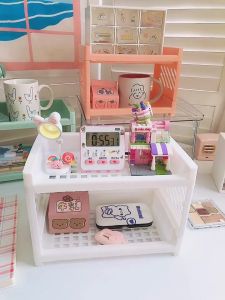 Double layer diy rack Storage Box Shelf Mini cosmetic box Cosmetic rack Cosmetic storage