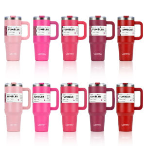 แก้วน้ำ WATERSY ขนาดใหญ่ 30/40 ออนซ์ พร้อมหูจับและหลอด 1182 มล. แก้วเก็บความร้อนสแตนเลสสุญญากาศสำหรับกาแฟ