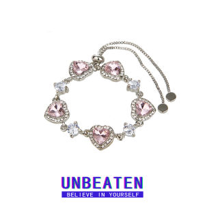 สร้อยข้อมือเพชรเซอร์โคเนียสีชมพูรูปหัวใจสำหรับผู้หญิง ดีไซน์หรูหรา หลากหลายสไตล์ สร้อยข้อมือแฟชั่น สร้อยข้อมือสุดเก๋