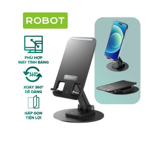 Giá đỡ điện thoại Robot RT-US09 dễ dàng gấp gọn xoay 360 độ điều chỉnh độ cao dễ dàng đế dạng tròn chắc chắn tương thích máy tính bảng