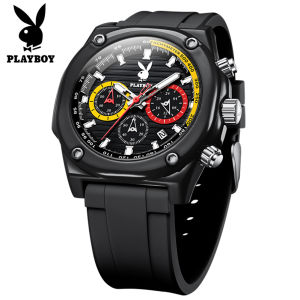 100% ของแท้ PLAYBOY นาฬิกา ผู้ชาย กัน น้ำ ของแท้ ใหม่ 2025 แฟชั่น ลำลอง สายซิลิโคน โครโนกราฟ ปฏิทิน ส่องสว่าง นาฬิกาควอตซ์