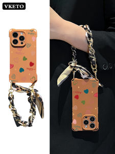 New VKETO 2024 Liquid Silicone Phone Case for 16 15Promax 14 with Lanyard 13 Simple Cute Full Cover Anti-Fall Matte Protection