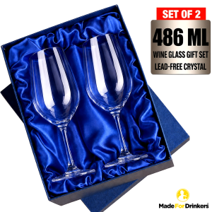 Gift Box of 2 Wine Glasses 486ml Lead- Free Crystal
