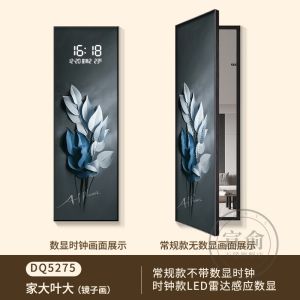 Household Industry University Accessible Luxury Invisible Dressing Mirror Mural Creative Hallway Decorative Painting Led Clock Hidden Full-Length Mirror