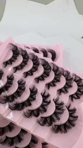 AMSDCN 7 Pairs Natural Russian Strip Lashes Fluffy Mink Lashes 3D False Eyelashes Russian Volume Eyelashes Fluffy Strip Fake Eye