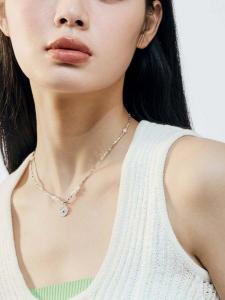 MUAOOK Fresh Silver Freshwater Pearl Necklace Womens Fashion Jewelry Non-Fading Luxury Simple Heart Shaped Summer Chain