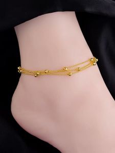 [ Terbaru ] Gelang Tangan 3 Layer Bola Pasir Gold Bahan Titanium Steel Anti Karat dan Luntur 2022 Cewek Korea