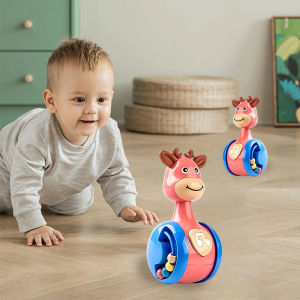 Sliding Deer Baby Tumbler Rattle Mobile Press Squeaky Roly-Poly Toy Newborn Teether Infant Hand Bell Learning Education Toys