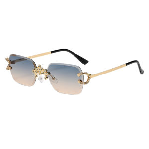 Luxury Rimless Square Sunglasses for Women Vintage Gradient UV400 Sun Shades Fashion Brand Design Ladies Driving Glasses
