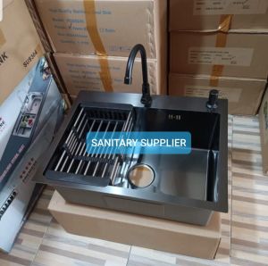 PAKET LENGKAP KITCHEN SINK 6045 BLACK LENGKAP KRAN BAK CUCI PIRING HITAM 1 LUBANG 6045 WASTAFEL TEMPAT CUCI PIRING 1 LUBANG HITAM KITCHEN SET MODEL ONAN