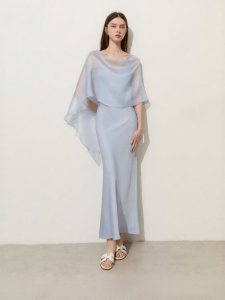 D-PLAY | Shimmering Muse Series Satin Blue Strap Dress