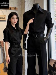 YOULIN | High-end Stylish Black Dress Shirt for Suit Inner Wear