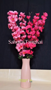 Bunga Sakura Tangkai 7 Cabang Meihwa Imlek Plastik Daun Anggrek Artificial Tanaman Hias