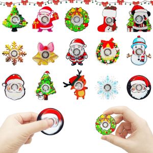 Christmas 10PCS Fingertip Gyro Toy Santa Claus Christmas Tree Creative Fidget Spinners Toys Stress Relief Party Favors Xmas Gift